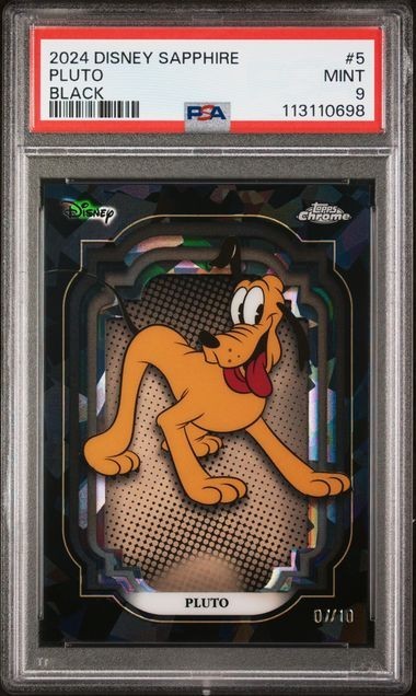2024 TOPPS CHROME DISNEY SAPPHIRE #5 PLUTO BLACK  /10 PSA 9