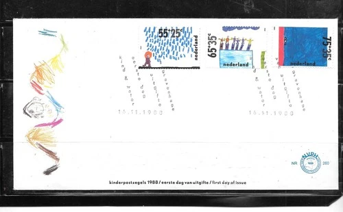 NETHERLANDS DUTCH SC#N641-3 FDC COVER USED XF SEMI-POSTAL 1988 ENVELOPE