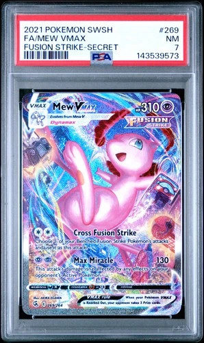 2021 POKEMON SWORD & SHIELD FUSION STRIKE SECRET #269 FULL ART/MEW VMAX PSA 7