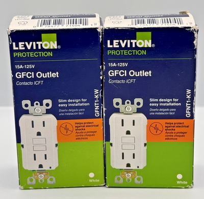 #ad #ad Leviton GFCI 15A 125V White Thermoplastic Self Test GFCI Receptacle 4.25 H in. $24.99