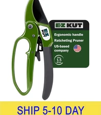 EZ Kut Heavy Duty Pruning Shears Green - with Ratcheting Action Great Garden Han