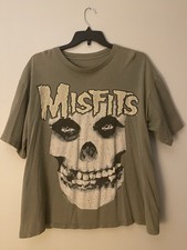 1995 Olive Green Misfits Glow in the Dark Skull T-Shirt - L-XL