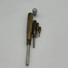 Vintage GAM Mfg. Co. 4-in-1 Nesting Screwdriver Brass Handles Lancaster PA USA
