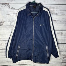 Vintage Nike Full-Zip Windbreaker Jacket Swoosh Blue White Baggy Fit Men  s 2XL