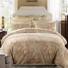 Duvet Cover Set Full Size Gold Boho Paisley Bedding Set 1 Duvet Cover with 2 ...