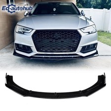 Gloss Black Front Bumper Spoiler Lip For Audi A4 B9 S4 Sedan 2017 2018-2019