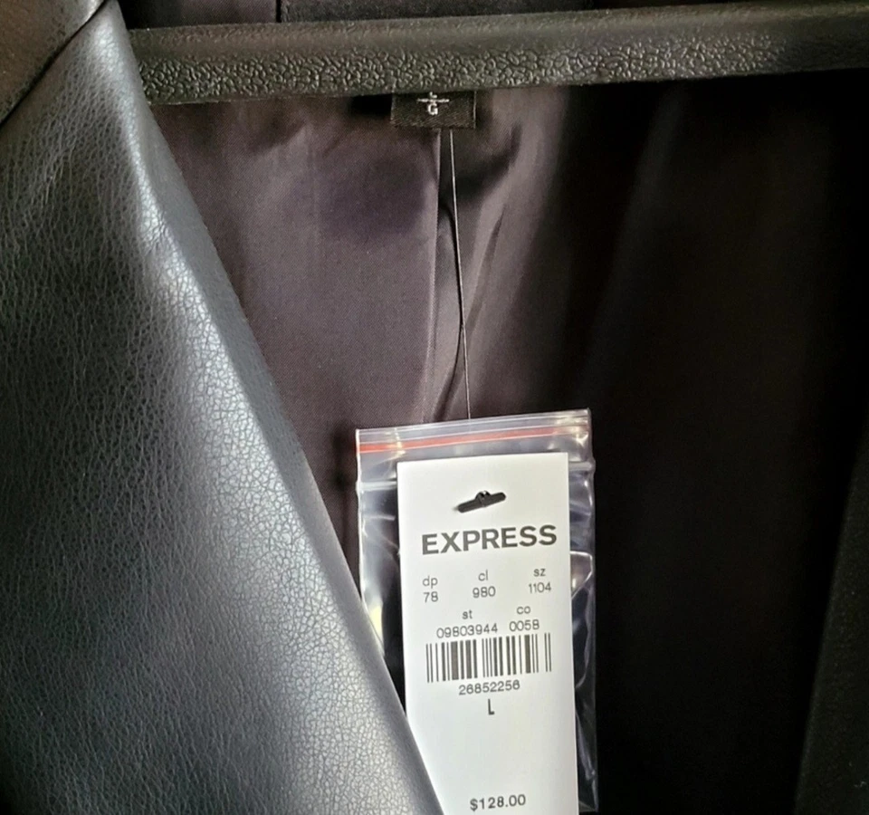 Blazer Express para mujer grande negro imitación cuero informal Foto 3 de 3