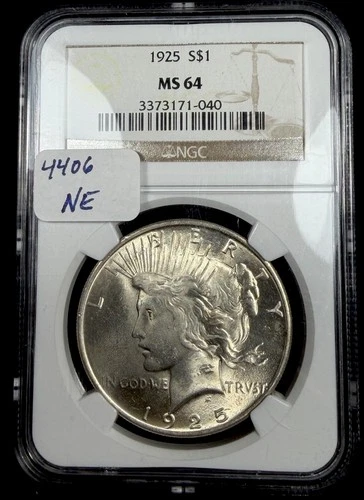 1925 Peace Silver Dollar $1 NGC MS64 BU Mint State Coin Nice! Fresh Clean Slab