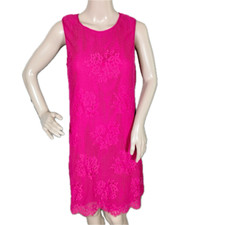 Max Studio Dress Womens Medium Pink Sleeveless Floral Shift Lined Cottagecore