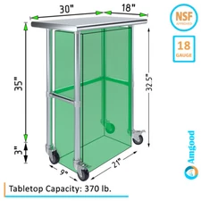 18" X 30" Stainless Steel Open Base Table | NSF Prep Metal Work Table