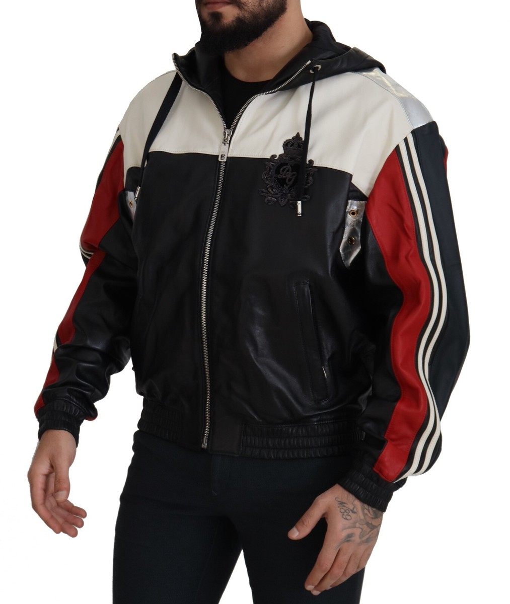 ジャケット Dolce & Gabbana Jackets DOLCE & GABBANA Jacket Black Leather Hooded Blouson IT52