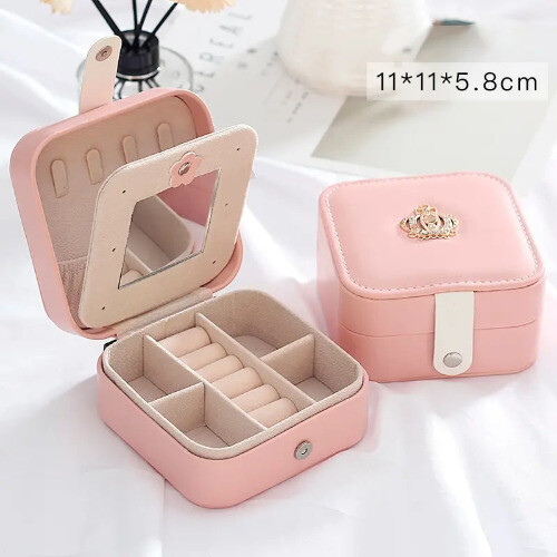 1pcs Double Layer Storage Box And Women Large Capacity Leather Jewelry Box  - Bild 11 von 15