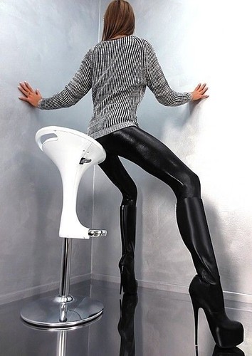 1969 Made in Italy Leder High Heels Daffodile Style Plateau Stiefel Schwarz 37 - Bild 9 von 12