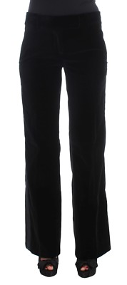 ERMANNO SCERVINO Pants Black Striped Velvet Viscose Bootcut IT40/ US6/S RRP $580