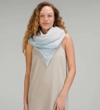 NWT Lululemon Long Rectangle Scarf in Breeze Blue/ Seal Grey/