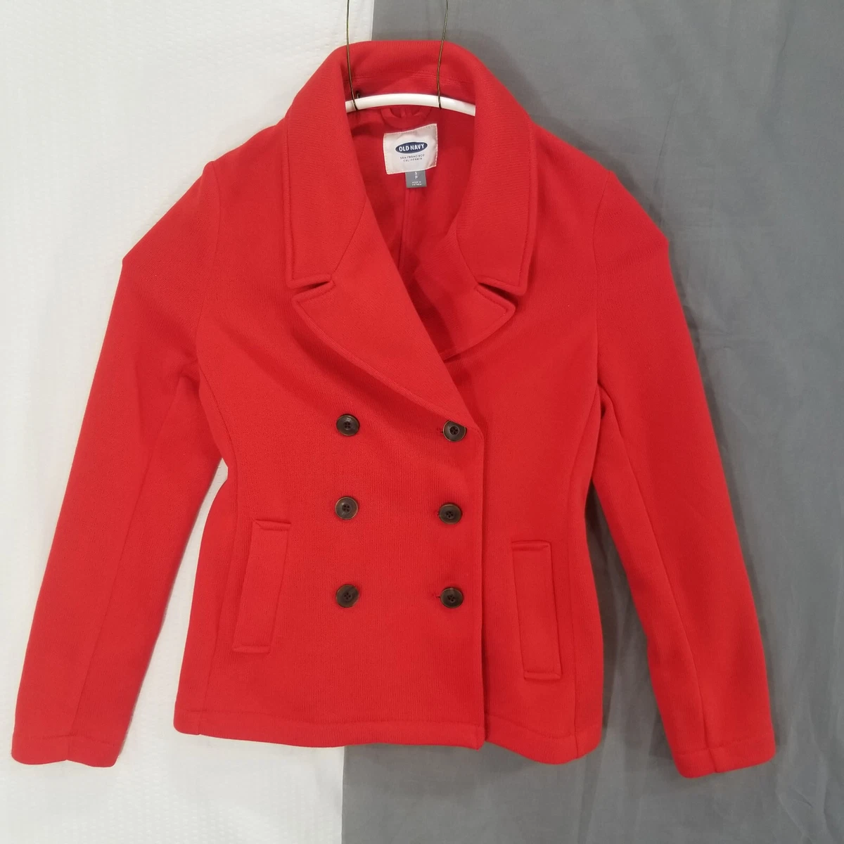 Red button up coat clearance