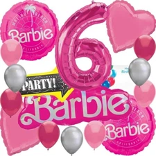 Anagram Barbie Birthday Party Foil Balloon Bouquet Set for 6th Birthday