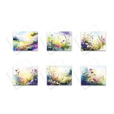 12 All Occasion Note Cards Blank with Envelopes - Watercolor Flowers ( 2 of each