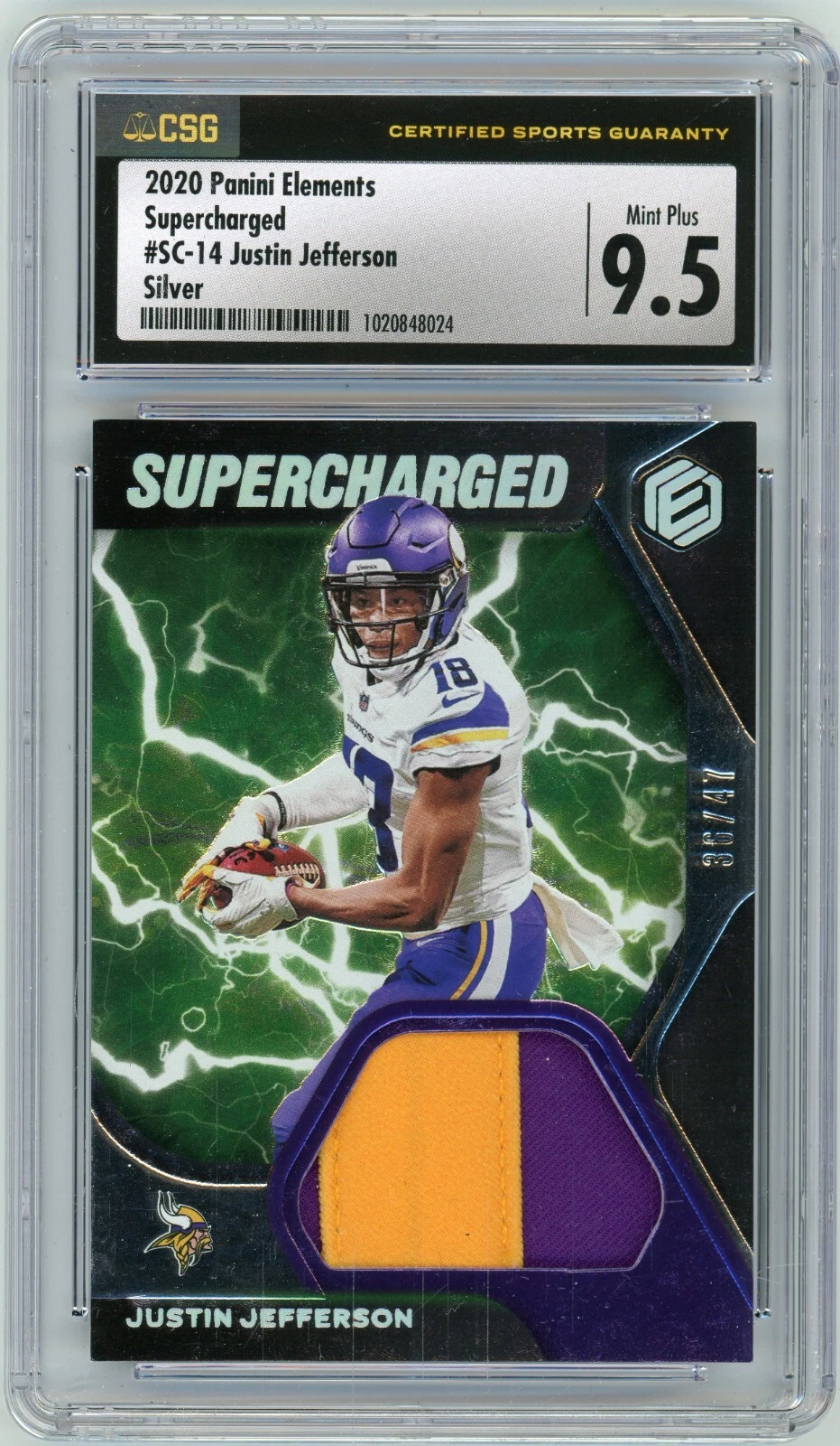 Justin Jefferson Panini Elements Supercharged Memorabilia #SC14 Base