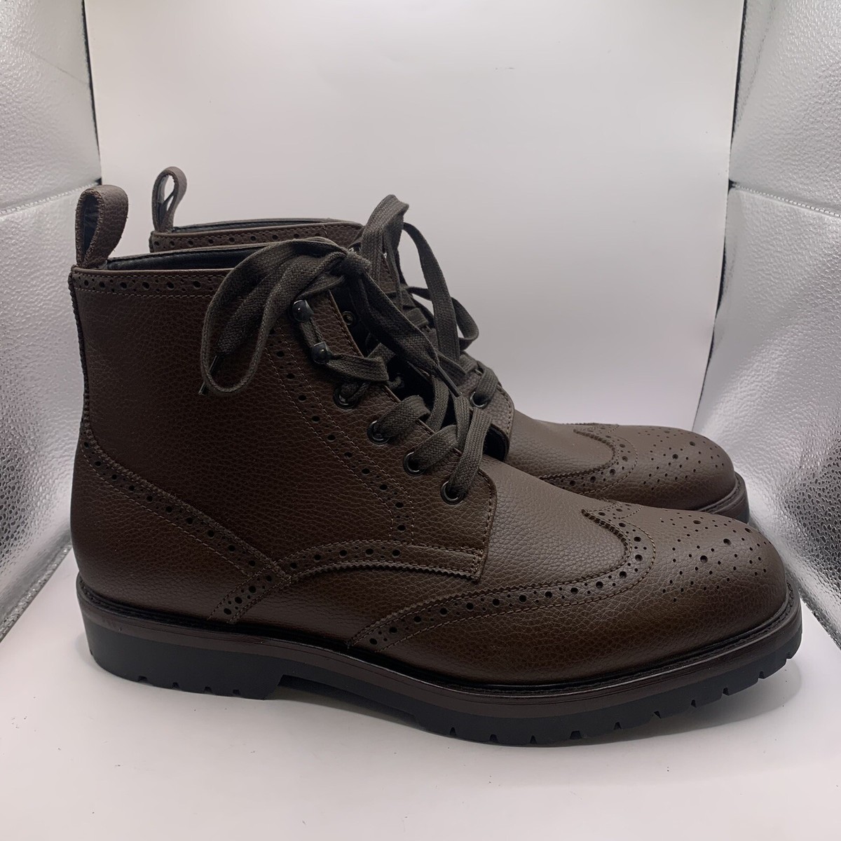 Nordstrom Members Only Wingtip Leather Lug Sole Boot Round toe - Lace-up vamp - Wingtip Lace Up Boots- Tan by Lethato main image 3