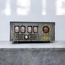 Nixie tube clock with IN-12 tubes and dekatron in metallic case