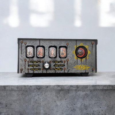 Nixie tube clock with IN-12 tubes and dekatron in metallic case