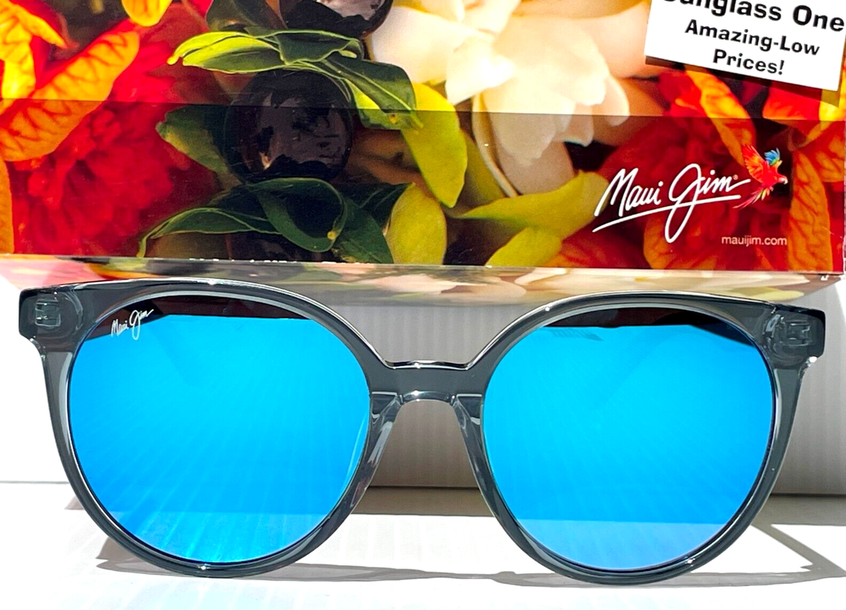 NEW Maui Jim MEHANA Steel Blue POLARIZED Blue GLASS Lens Sunglass
