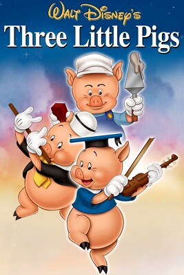 1933 Three Little Pigs Movie Poster 11X17 Big Bad Wolf Walt Disney  