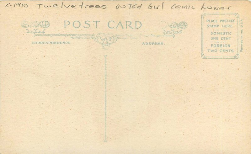 Artist impression C-1910 Twelve Trees Dutch Girl Comic Humor