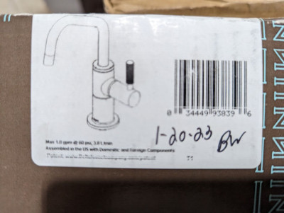  Brizo 61363LF-H-GL Litze Instant Hot Faucet Water Dispenser Angled Spout