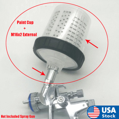 600ML Disposable Paint Cup with M16x2 External Connector For Spray Gun Adapter