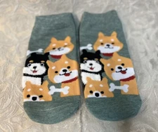 Women's Cute Cartoon Dog Fuzzy Face Pattern Ankle Socks Fashion Sock Set Of 2