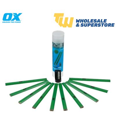 OX TOOLS OX-T023010 grün Zimmermann Handel Zum Selbermachen Bleistift harte Mine Anti-Roll 10er-Packung