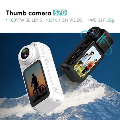2.7K Action Sports Thumb Camera 180° Digital Camcorder Outdoor Video Ski Cycling
