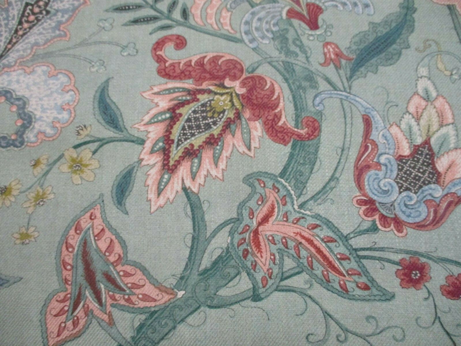 Wesley Barrell Curtain/Uph Fabric 'TREE OF LIFE' 6 METRES Duck Egg