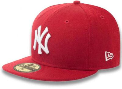 New Era New York Yankees Cap Red 59fifty Basic Fitted Basecap 6 7/8 - 8 MLB 5950