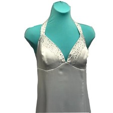 Dusk Collection By Sheila Yen Size 10 Formal White Beaded Plunging Back