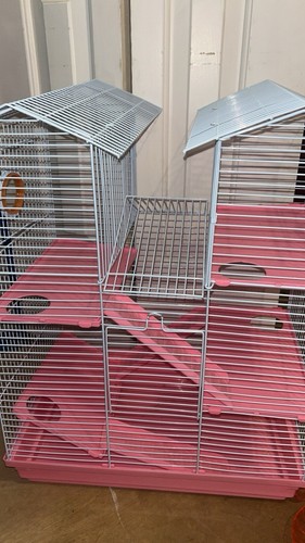 Pink 5-Floors Large Twin Tower Hamsters Habitat Rodent Gerbil Mouse Mice Cage