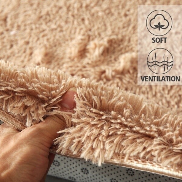Modern Shaggy Doormat 19x31 Inches - Super Soft, Water Absorbent, Non-Slip, Yellow, Machine Washable
