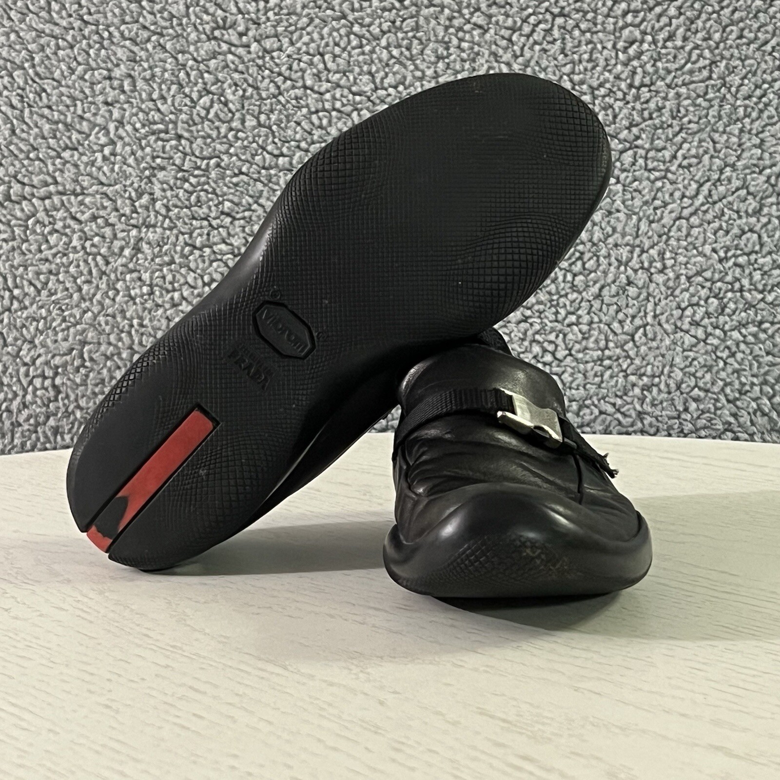 PRADA SPORT Velcro Leather Loafers black