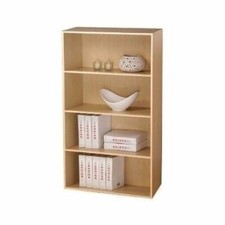 Beech 4 Shelf Wooden Bookcase Bookshelf Home Office Storage Furniture Shelving