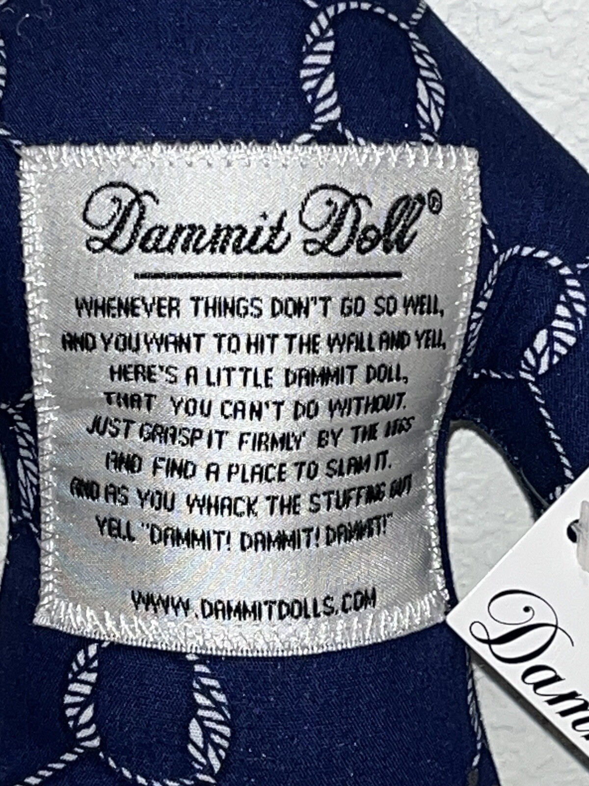 Dammit Doll 12” Stuffed Plush Doll Knots Nautical Navy Blue New