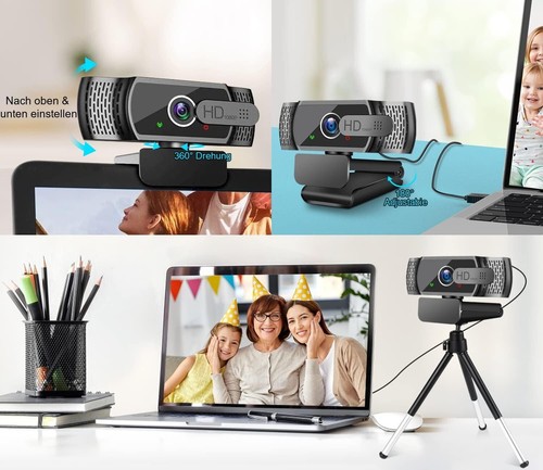 Computer Webcam Kamera 1080P mit Mikrofon und Stativ USB für PC Desktop B396 - Afbeelding 2 van 8