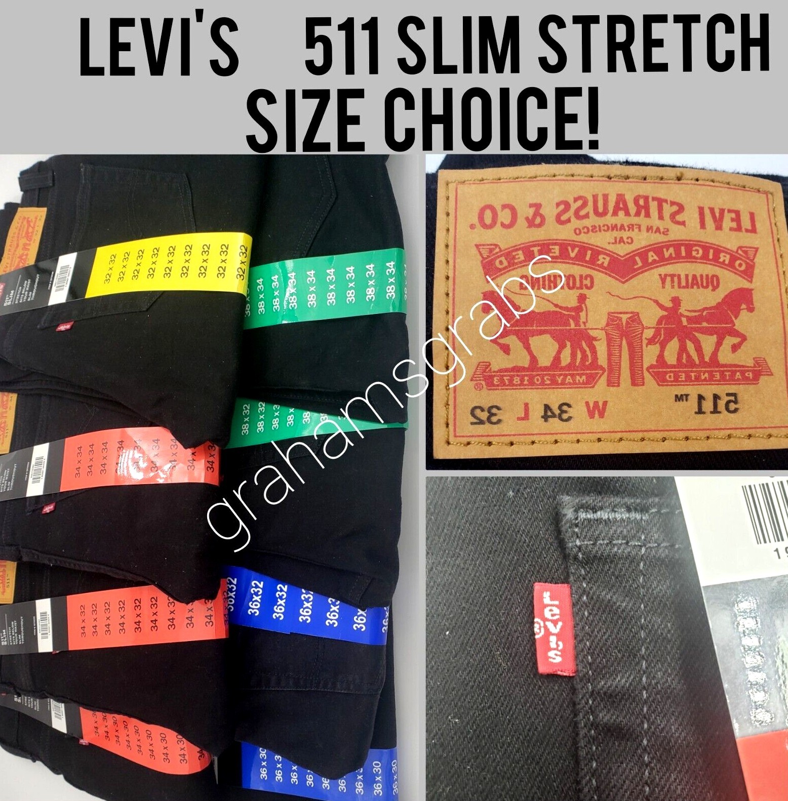LEVIS 511 SLIM Fit STRETCH Jeans BLACK Denim LEVI'S NEW CHOO