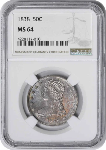 1838 Bust Half Dollar Reeded Edge MS64 NGC