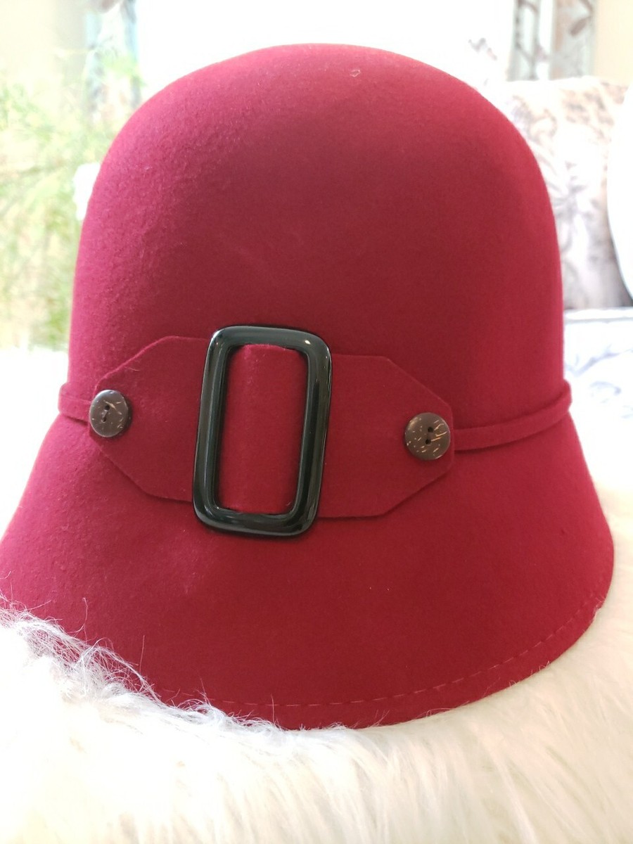 Vintage Melanie Lyne Cranberry Red Wool Felt Cloche Womens  display picture 2