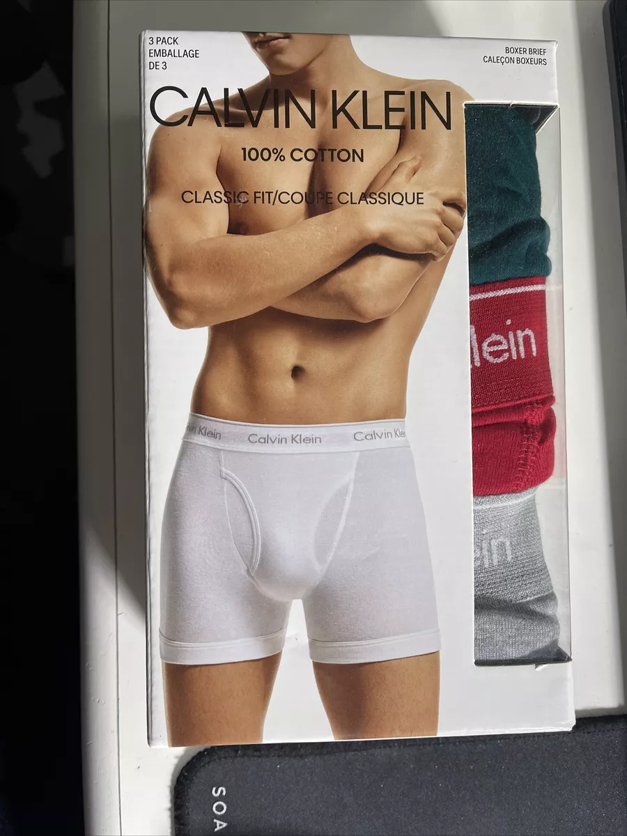 Calvin Klein Boxer Brief 3 Pack XL 100 Cotton Classic Fit Red