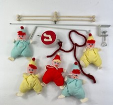 RARE Vintage Eden Musical Baby Crib Mobile Cloth Clowns In Original Box
