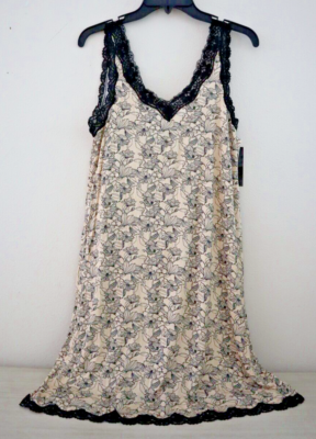 Bali 518323 Women's Sz M Cream Floral Print Lace Trim Rayon Blend Stretchy Dress | eBay Bali 518323 Women's Sz M Cream Floral Print Lace Trim Rayon Blend Stretchy Dress | eBay