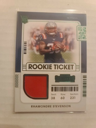 2021 Contenders Rookie Ticket Swatch Rhamondre Stevenson Green Variation Relic - Bild 1 von 2